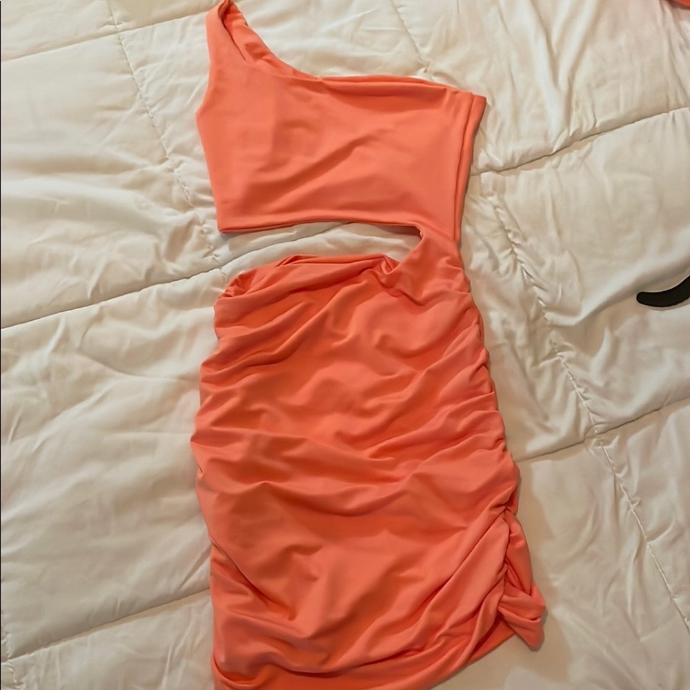 One-Shoulder Coral Dress
